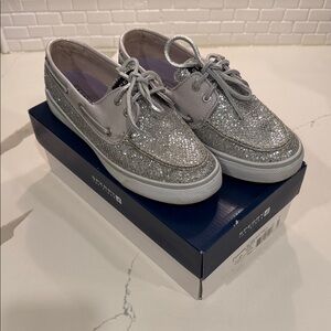 Sperry Women's Glittery Silver Sneakers